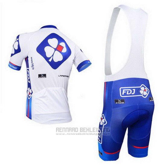 2013 Fahrradbekleidung FDJ Wei und Azurblau Trikot Kurzarm und Tragerhose - zum Schließen ins Bild klicken